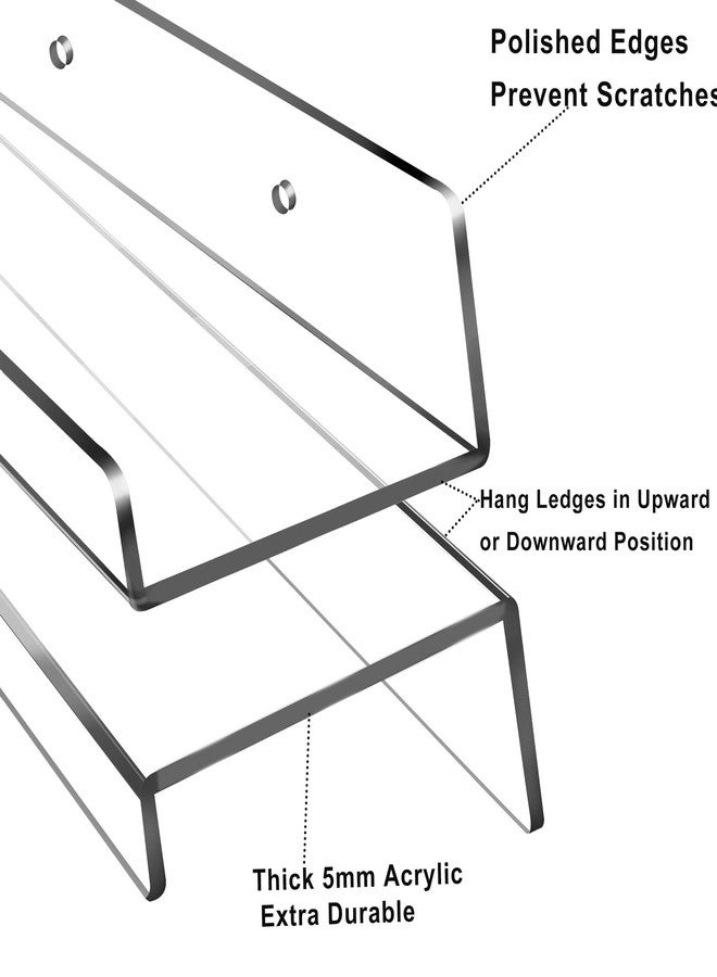 Febwind 4 Pack 24-Inch Long Clear Acrylic Floating Shelves Wall Ledge Invisible Wall Mounted Floating Bookshelf U Shape Wall Shelf for Book Display Makeup Product Spice Organizer - Image 5